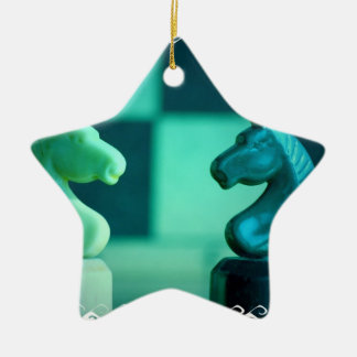 チェス盤の騎士オーナメント セラミックオーナメント