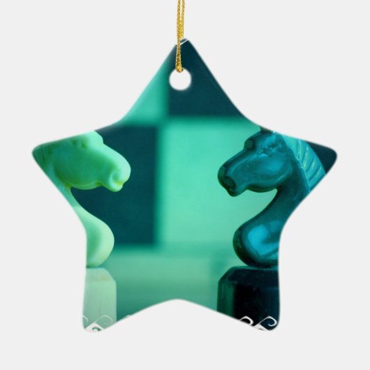 チェス盤の騎士オーナメント セラミックオーナメント (正面)