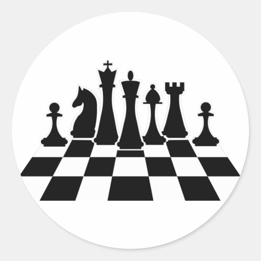 チェス盤の黒い駒 ラウンドシール (正面)