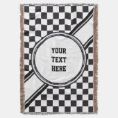 チェス盤パターン+バックグラカラー&文字 スローブランケット (正面縦)