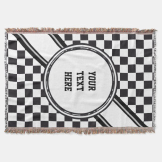 チェス盤パターン+バックグラカラー&文字 スローブランケット