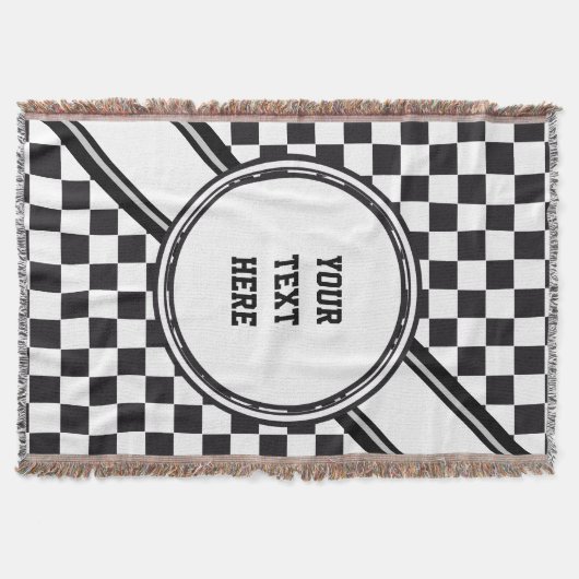 チェス盤パターン+バックグラカラー&文字 スローブランケット (正面)