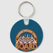 チェス盤引用文チェス考える選手のゲーム盤 キーホルダー (正面)