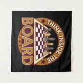 チェス盤引用文チェス考える選手のゲーム盤 タペストリー (正面(横))