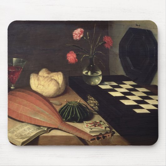 チェス盤1630年が付いている静物画 マウスパッド (正面)
