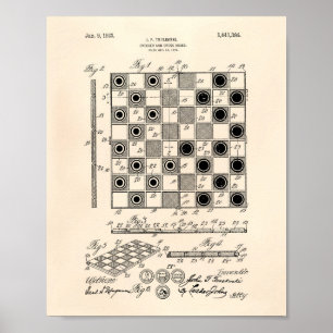 チェス盤1923のパテントの芸術古いPeper ポスター