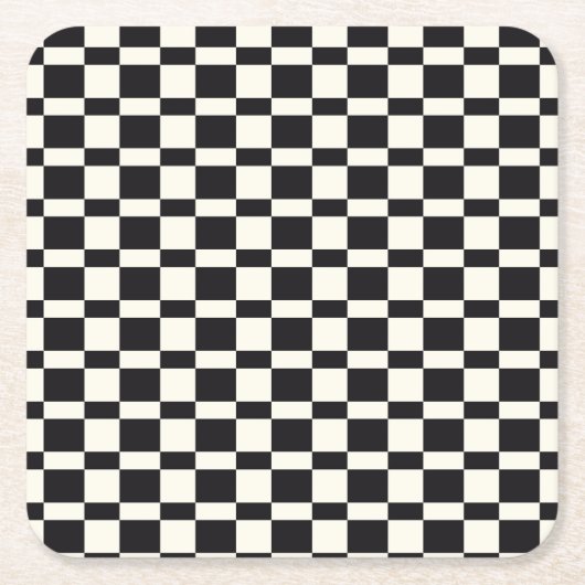 チェス盤（白黒） スクエアペーパーコースター (正面)
