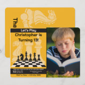 チェス誕生日招待ゲームテーマ画像付き 招待状 (正面/裏面)