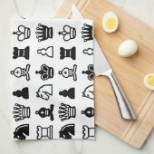 チェス駒のパターン キッチンタオル (四つ折り)