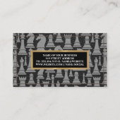 チェス駒のパターン | ステッチされた革 名刺 (裏面)