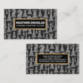 チェス駒のパターン | ステッチされた革 名刺 (正面/裏面)