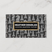 チェス駒のパターン | ステッチされた革 名刺 (正面)