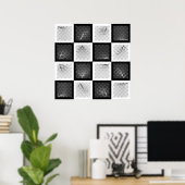 チェス駒の旅(白黒) ポスター (ホームオフィス)