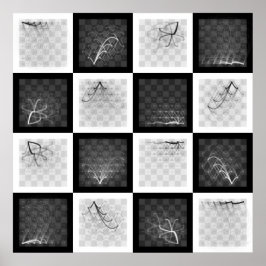 チェス駒の旅（白黒） ポスター