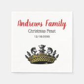 チェス駒の色を持つクリスマスヴィンテージクラウン スタンダードカクテルナプキン (正面)