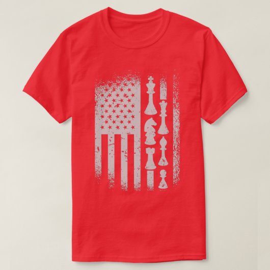 チェス駒アメリカ国旗のチェス選手 Tシャツ (デザイン正面)