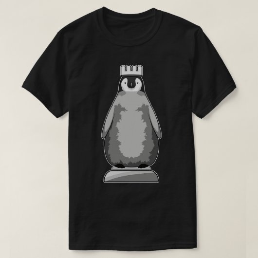 チェス駒キングとしてのペンギン Tシャツ (デザイン正面)