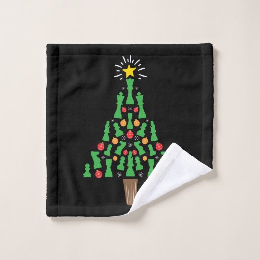 チェス駒クリスマスツリー ウォッシュタオル (ウォッシュタオル)