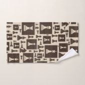 チェス駒パターン – 木製テクスチャ バスタオルセット (ハンドタオル)