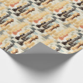 チェス駒モダンレトロの色抽象芸術 ラッピングペーパー (角)