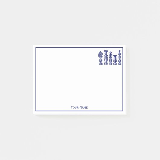 チェス駒ヴィンテージアートブルー ポストイット (正面)