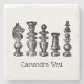 チェス駒ヴィンテージアート ストーンコースター (正面)