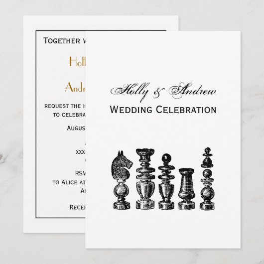 チェス駒ヴィンテージアート 招待状 (正面/裏面)