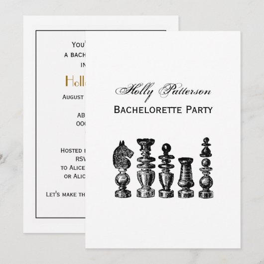 チェス駒ヴィンテージアート 招待状 (正面/裏面)