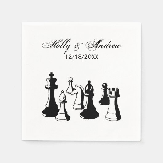 チェス駒ヴィンテージアート#2 スタンダードカクテルナプキン (正面)