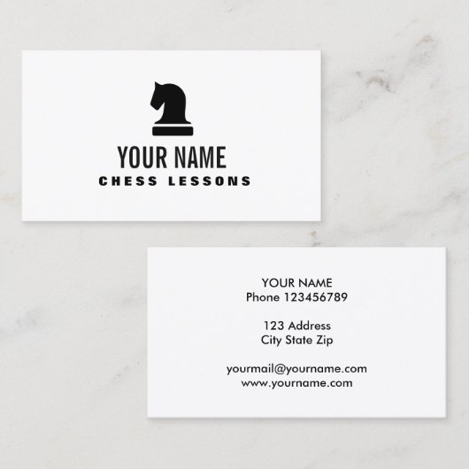 チェス駒先生教師の名刺テンプレート 名刺 (正面/裏面)