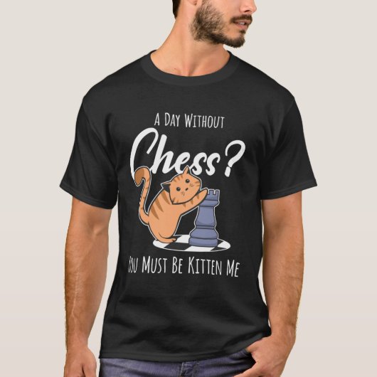 チェス駒 チェス盤 猫 ネコ 子猫 Tシャツ (正面)