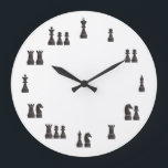 チェス駒 ラージ壁時計<br><div class="desc">チェスの値を表す黒いチェスの駒を持つウォ実在ルクロックで、完全にカスタマイズ可能。</div>