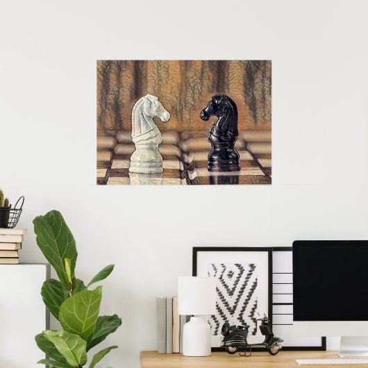 チェス騎士将棋盤 ポスター (ホームオフィス)