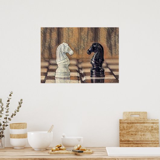 チェス騎士将棋盤 ポスター (キッチン)