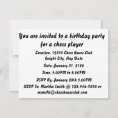 チェス2つの心(誕生日)間の競争 招待状 (裏面)