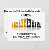チェス2つの心(誕生日)間の競争 招待状 (正面/裏面)
