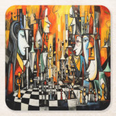 チェス – あなたの動き スクエアペーパーコースター (正面)