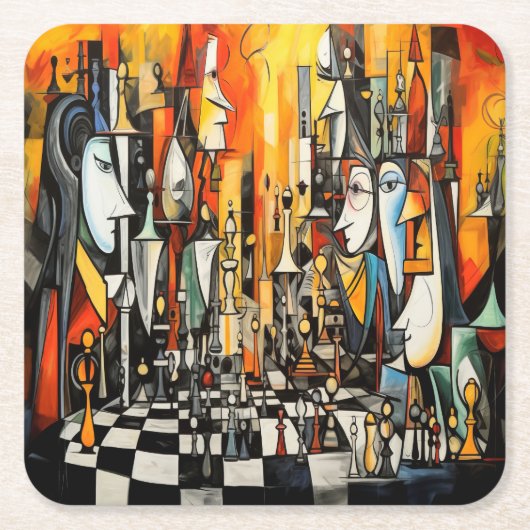 チェス – あなたの動き スクエアペーパーコースター (正面)