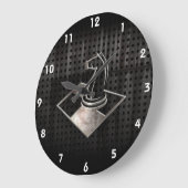 チェス；カッコいい黒 ラージ壁時計 (傾斜)