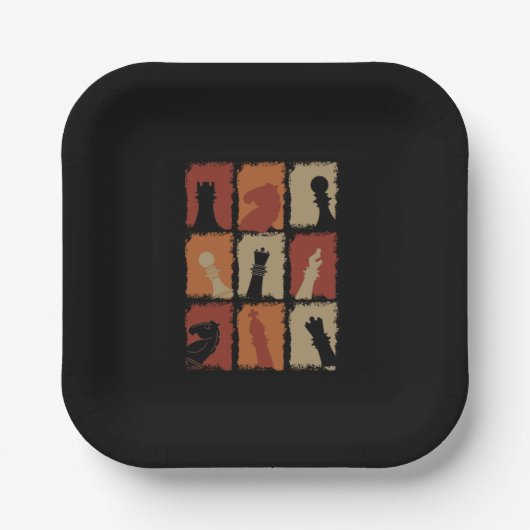 チェス – チェス駒レトロ ペーパープレート (正面)