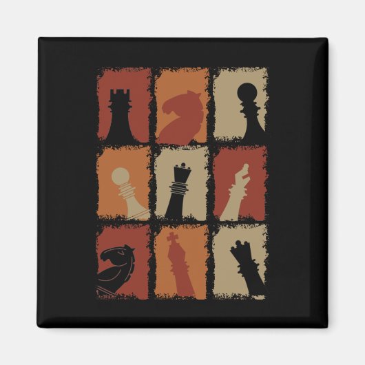 チェス – チェス駒レトロ マグネット (正面)