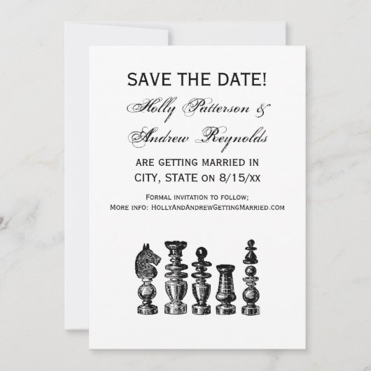チェス ピース ヴィンテージ アート 招待状 (正面)