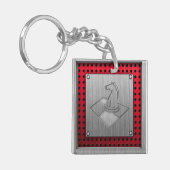 チェス; ブラシをかけられた金属一見 キーホルダー (正面左)