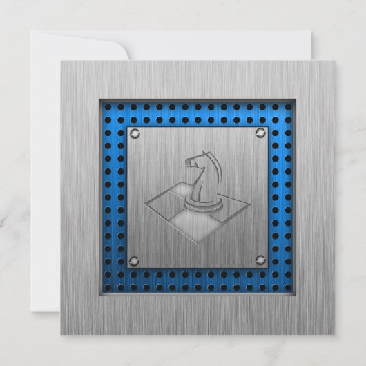 チェス; ブラシをかけられた金属一見 招待状 (裏面)