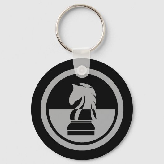チェス – ブラック&ホワイトナイト キーホルダー (正面)