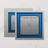 チェス; ブラッシュドメタル調 招待状 (正面/裏面)