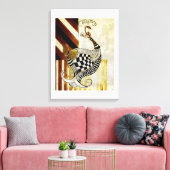 チェス&ボウヴィンテージ素朴孔雀イラストレーション キャンバスプリント (インサイチュ (リビング))