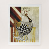 チェス&ボウヴィンテージ素朴孔雀イラストレーション ジグソーパズル (縦)