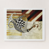 チェス&ボウヴィンテージ素朴孔雀イラストレーション ジグソーパズル (横)