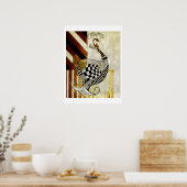 チェス&ボウヴィンテージ素朴孔雀イラストレーション ポスター (キッチン)